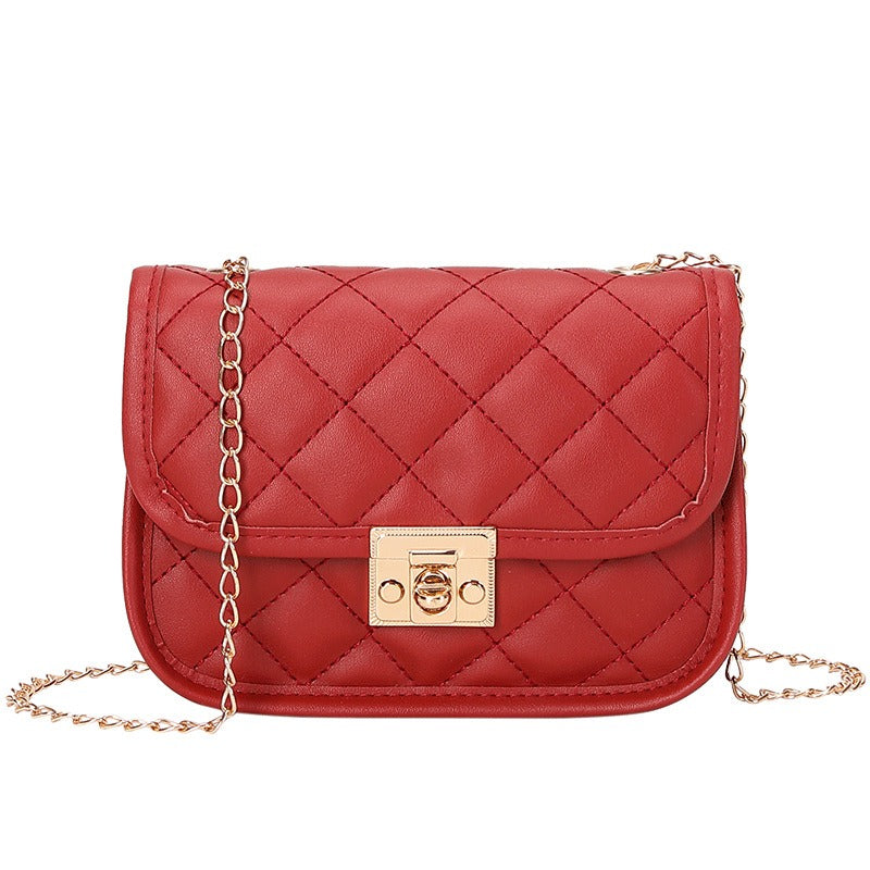 Embroidered Chain Bag - Women's Small Square Crossbody Purse