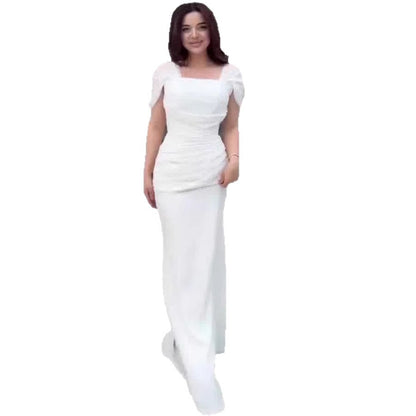Elegant Mermaid Maxi Dress – Square Neck Short Sleeve Fitted Women’s Spring Dress | S–XXL