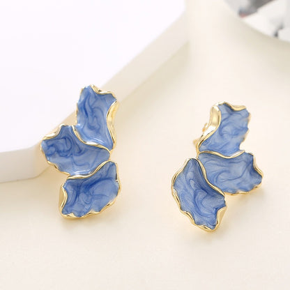 Maple Leaf Flower Earrings for Women – Light Luxury Colorful Petal Enamel (Oil Dropping) Earrings, Elegant & Fashionable Jewelry
