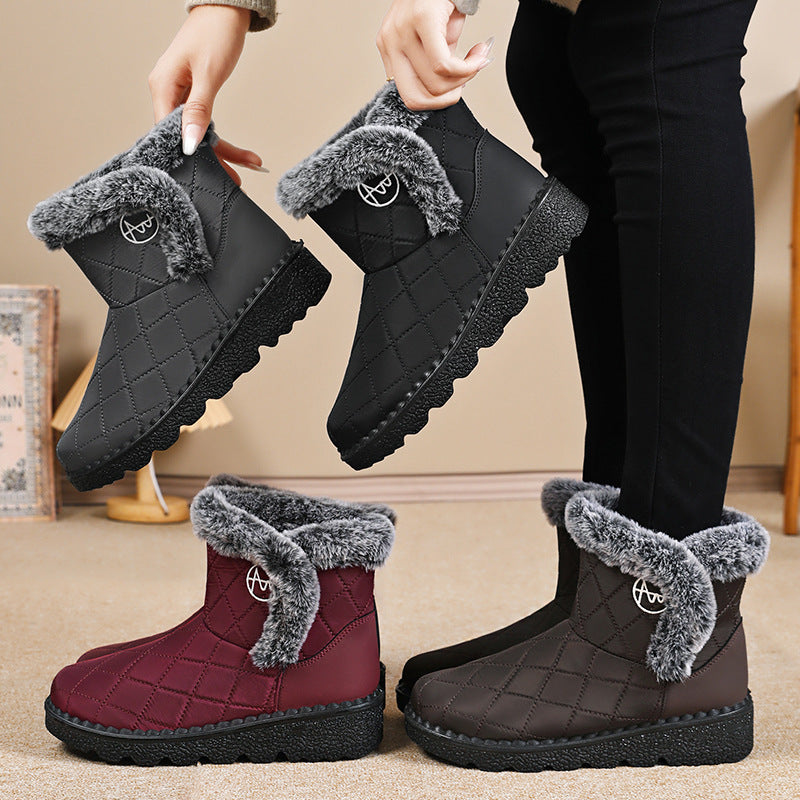 Women’s Velvet-Lined Snow Boots – High-Top Long Winter Boots with Soft Sole, Thick Cotton Lining & Polyurethane Upper