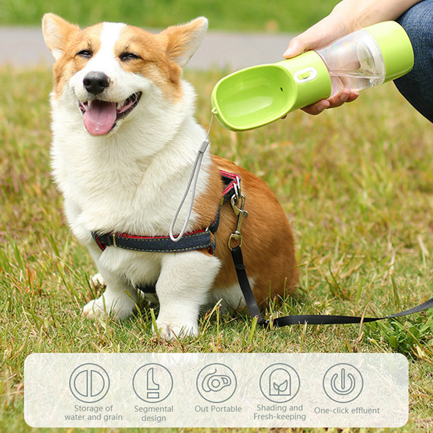 Portable Pet Water Bottle - 2-in-1 Dog Travel Feeder & Food Container for Walking & Outdoor Adventures