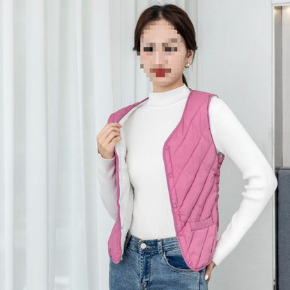 Women’s Fleece-Lined Vest – Warm Short Bodycon Waist-Cinching Vest, Fashionable Inner Layer for Moms