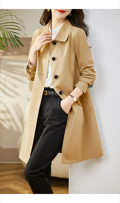 Women’s Stylish Mid-Length Trench Coat – Elegant Loose Fit | Fashion-Forward Versatile Outerwear