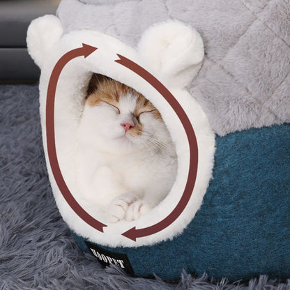 Soft Plush Pet Bed - Warm Winter Sleeping Nest for Cats & Small Dogs | Cozy Kennel Cushion