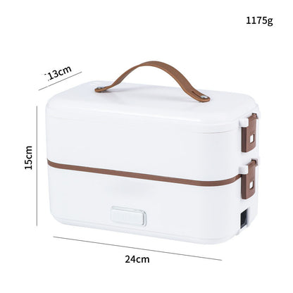 Portable electric lunch box with stainless steel liner for fast heating and steaming. Compact, leak-resistant, and ideal for home, office, and travel meals.