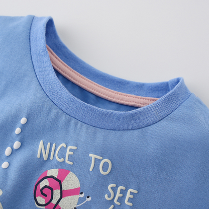 Summer Girls T-Shirt | Soft Knitted Cotton Children Top | Round Neck Short Sleeve Kids Clothing | Breathable Casual Wear for Girls