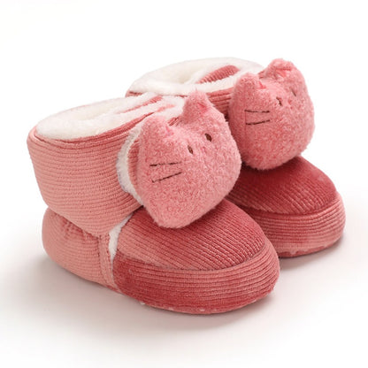 Baby Winter Boots - Warm Plush Cotton Shoes with Soft Sole for 0-1 Year Old | Cute Cartoon High-Top Baby Shoes