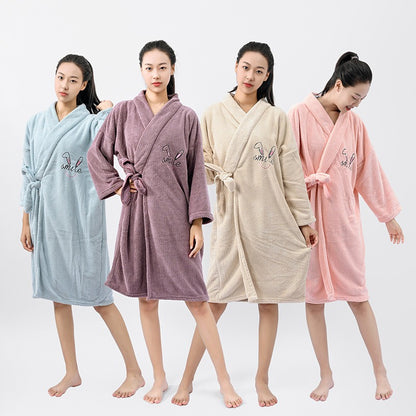 Ultra-soft coral fleece waffle bathrobe for men and women. More absorbent and softer than cotton—perfect for hotel luxury comfort at home.