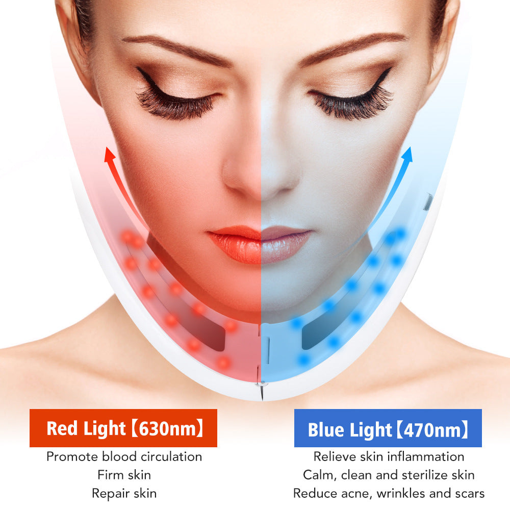 Microcurrent V-Face Lifting & Tightening Device – LED Color Light Hot Compress Facial Slimming Tool