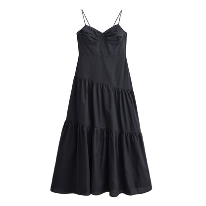 Women's Backless Corset Slim Fit Maxi Dress | Black
