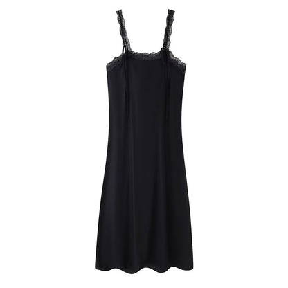 Women's Lace Trim Camisole Midi Dress | Black