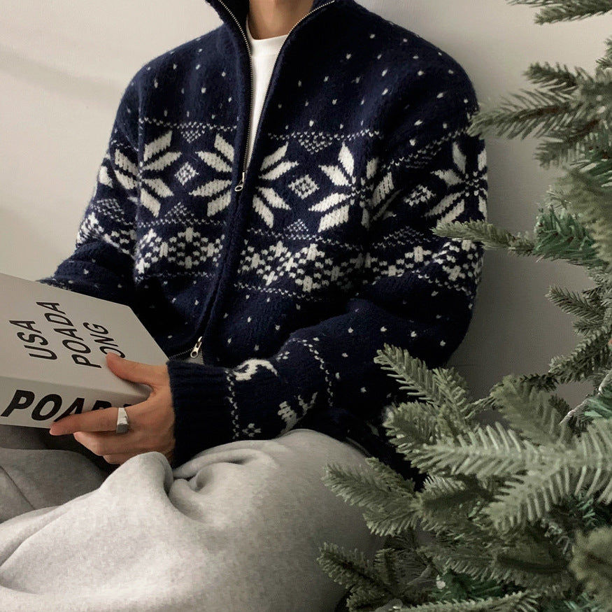 Men’s Luxe Casual Knit Cardigan – Winter Loose-Fit Stand Collar Sweater | Warm Premium Couple Outerwear