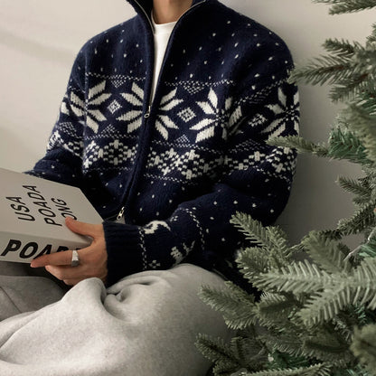 Men’s Luxe Casual Knit Cardigan – Winter Loose-Fit Stand Collar Sweater | Warm Premium Couple Outerwear