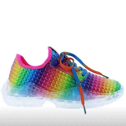 Women's Colorful Sneakers - Comfortable Lace-Up Vulcanized Walking Shoes | Casual Flat Fashion Sneakers