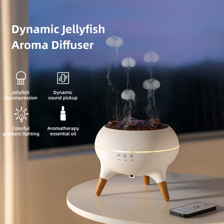 Electric spray air humidifier with soothing night light and remote control. Ideal for aromatherapy, improving air moisture, and creating a relaxing home atmosphere.
