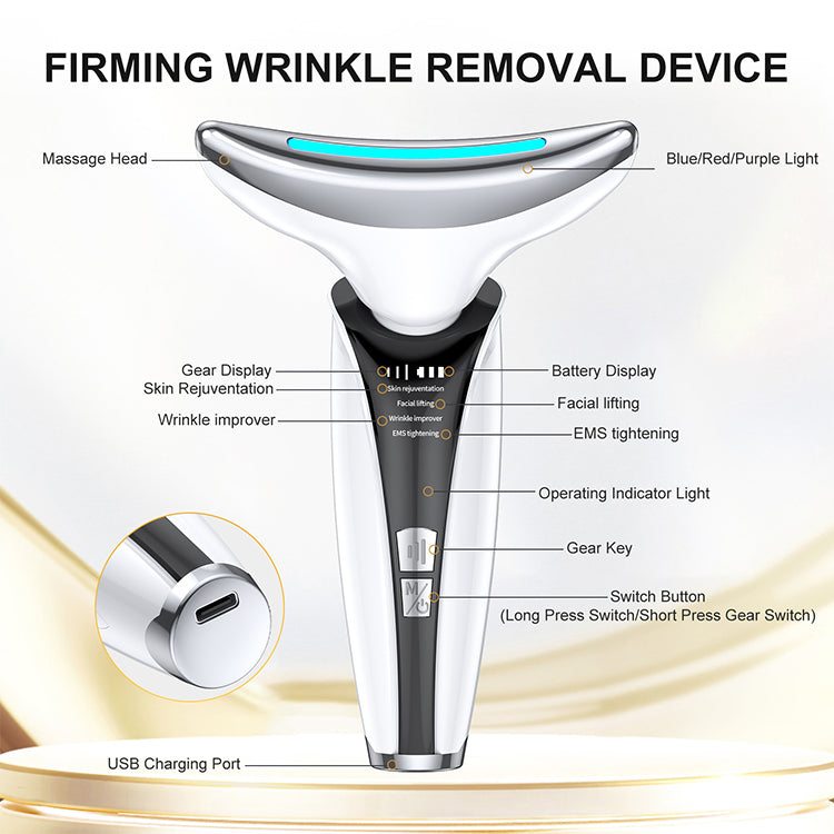 Hot-selling LED photon face and neck massager designed to support skin rejuvenation, lifting, and tightening. Gentle, non-invasive, and ideal for daily beauty care.