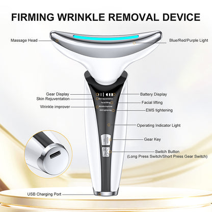 Hot-selling LED photon face and neck massager designed to support skin rejuvenation, lifting, and tightening. Gentle, non-invasive, and ideal for daily beauty care.