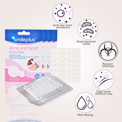 Acne Pimple Patches - 36-Pack Invisible Hydrocolloid Stickers for Spot Treatment & Scar Care