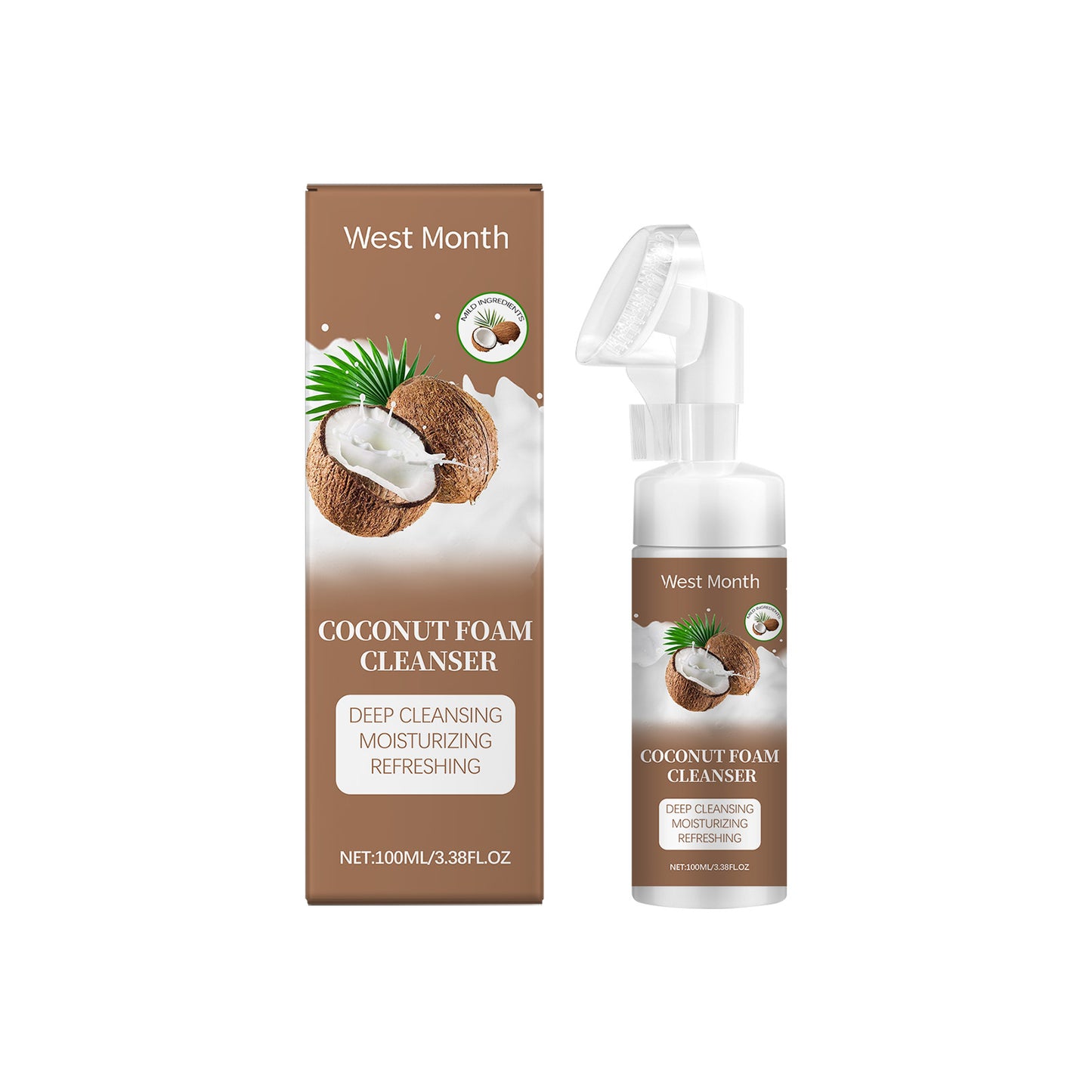 Zarusky West&Month Coconut Foam Cleanser - Gentle Pore Cleansing & Refreshing Moisturizer