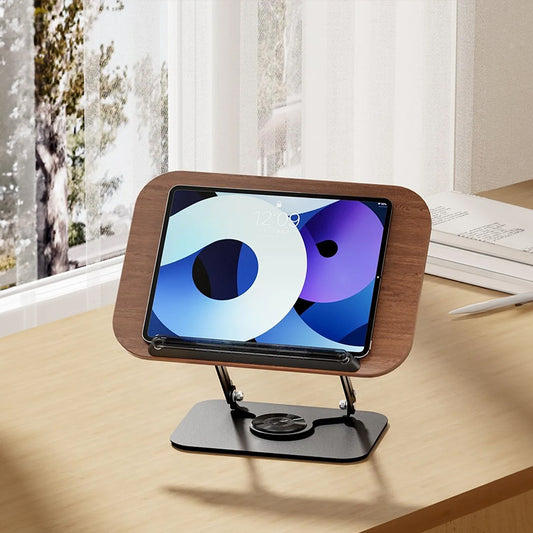 360° rotating adjustable book stand with elastic clips. Hands-free reading for cookbooks, laptops, tablets, and documents—stable, flexible, and space-saving.