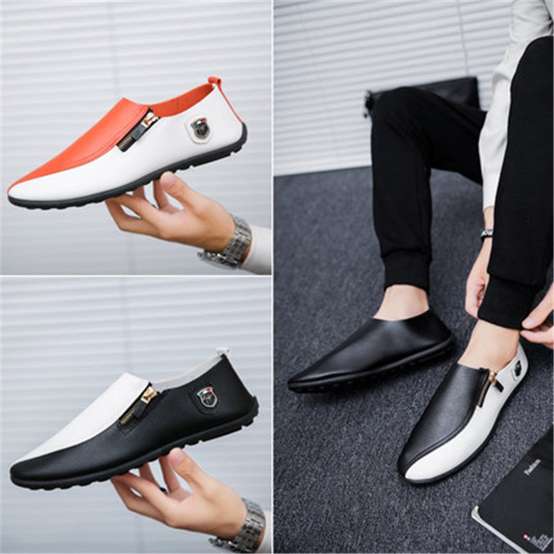 Mocassins en cuir pour hommes – Chaussures de conduite souples à enfiler | Ballerines décontractées pour hommes et femmes