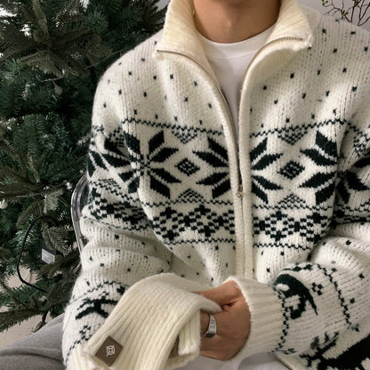 Men’s Luxe Casual Knit Cardigan – Winter Loose-Fit Stand Collar Sweater | Warm Premium Couple Outerwear