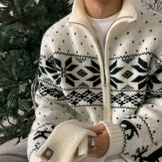 Men’s Luxe Casual Knit Cardigan – Winter Loose-Fit Stand Collar Sweater | Warm Premium Couple Outerwear