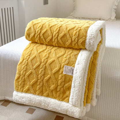 Double-layer polar fleece blanket with ultra-soft texture. Thick, warm, and cozy—perfect for autumn/winter use on sofas, beds, and office naps.