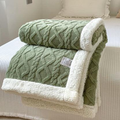 Double-layer polar fleece blanket with ultra-soft texture. Thick, warm, and cozy—perfect for autumn/winter use on sofas, beds, and office naps.