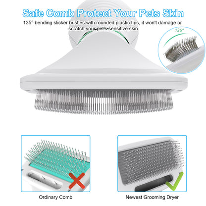 2-in-1 Portable Dog Hair Dryer & Brush - Low Noise Pet Grooming Blower