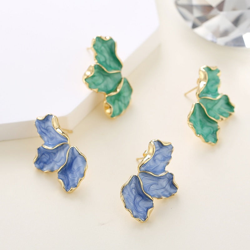 Maple Leaf Flower Earrings for Women – Light Luxury Colorful Petal Enamel (Oil Dropping) Earrings, Elegant & Fashionable Jewelry