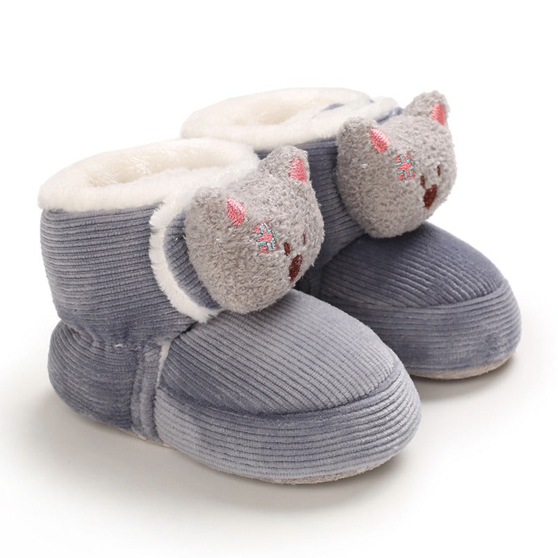 Baby Winter Boots - Warm Plush Cotton Shoes with Soft Sole for 0-1 Year Old | Cute Cartoon High-Top Baby Shoes