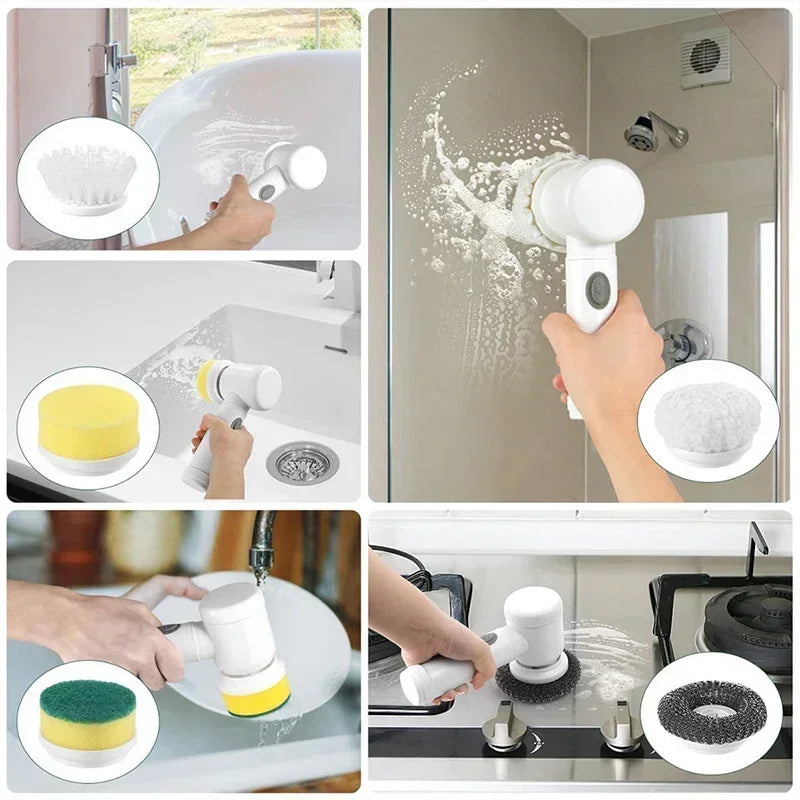 Electric Spin Scrubber - 5-in-1 Power Cleaning Brush for Bathroom & Home | Zarusky