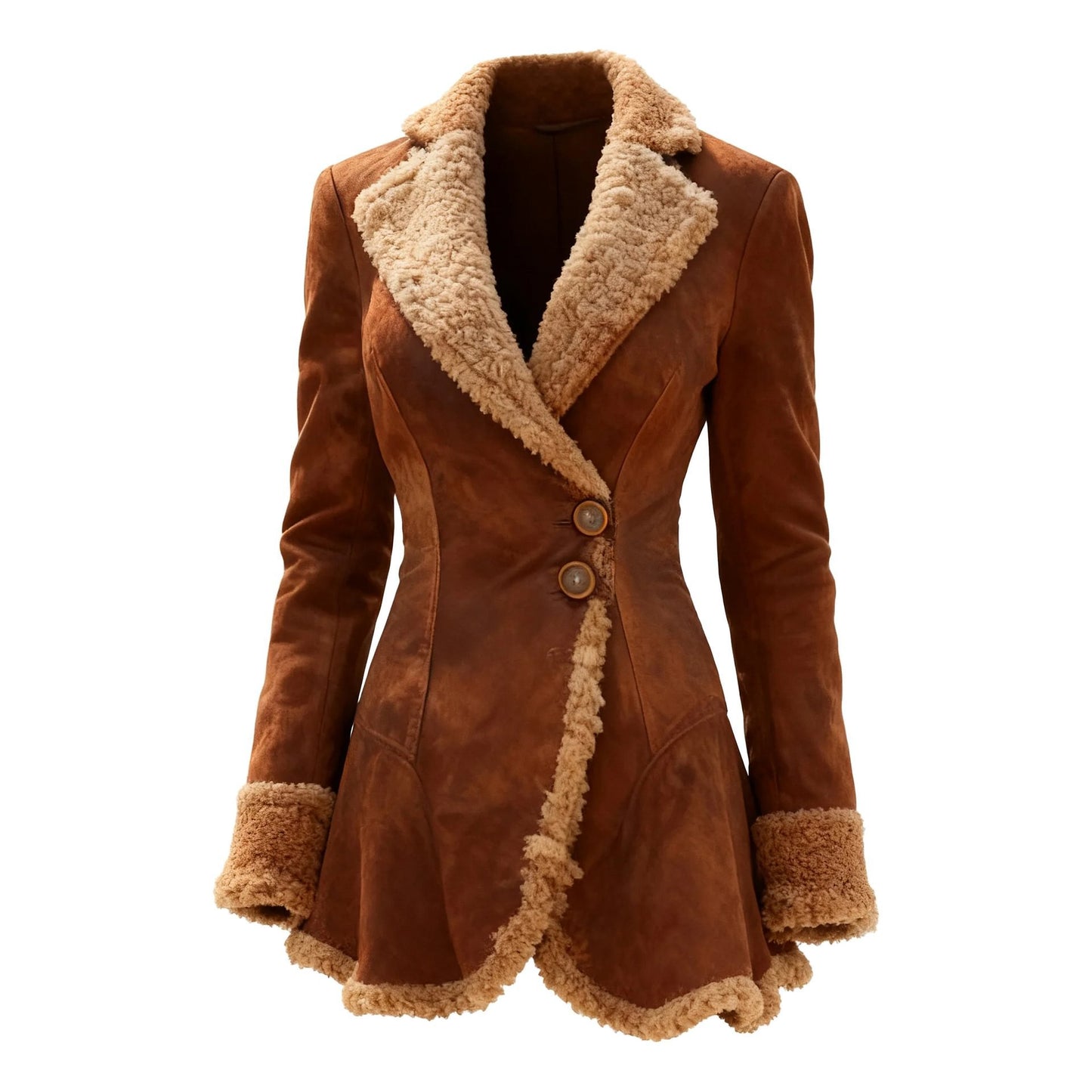 Luxury Faux Fur Lined Leather Jacket for Women – Winter Warm Leather Outerwear Coat, Stylish & Cozy