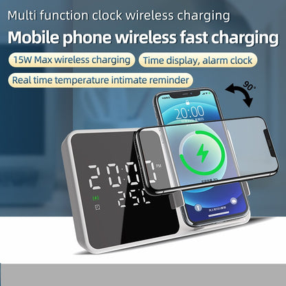 3-in-1 Fast Wireless Charging Station & Digital Alarm Clock | 15W Phone Stand with Temperature Gauge & LED Display