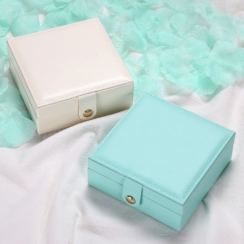 Single-Layer PU Jewelry Storage Box – Simple & Portable Earrings and Ring Organizer