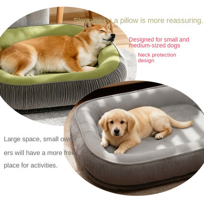 Warm semi-enclosed dog house bed with removable, washable cushion. All-season comfort for dogs and cats—cozy, secure, and easy to maintain.