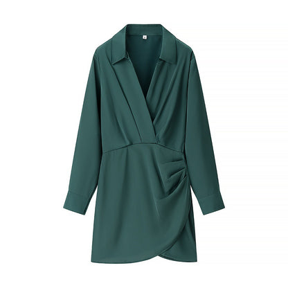 Elegant Side Pleated Wrap Dress for Women