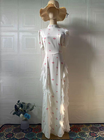 Sweet Floral Maxi Dress – Elegant Long Crochet Lace Women’s Dress | S–XXL