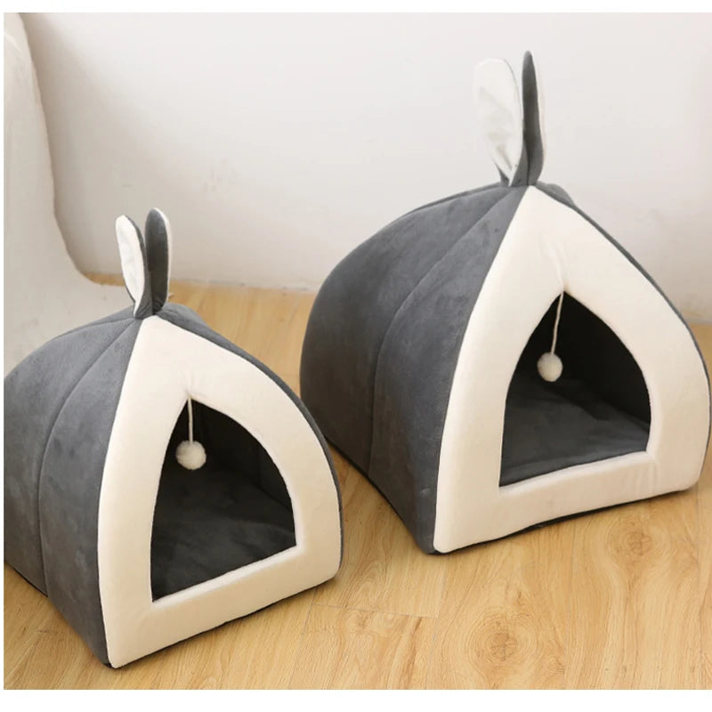Cozy Pet Cat House Bed - Warm Collapsible Cave for Cats & Small Dogs | Indoor Kitten Sleeping Mat