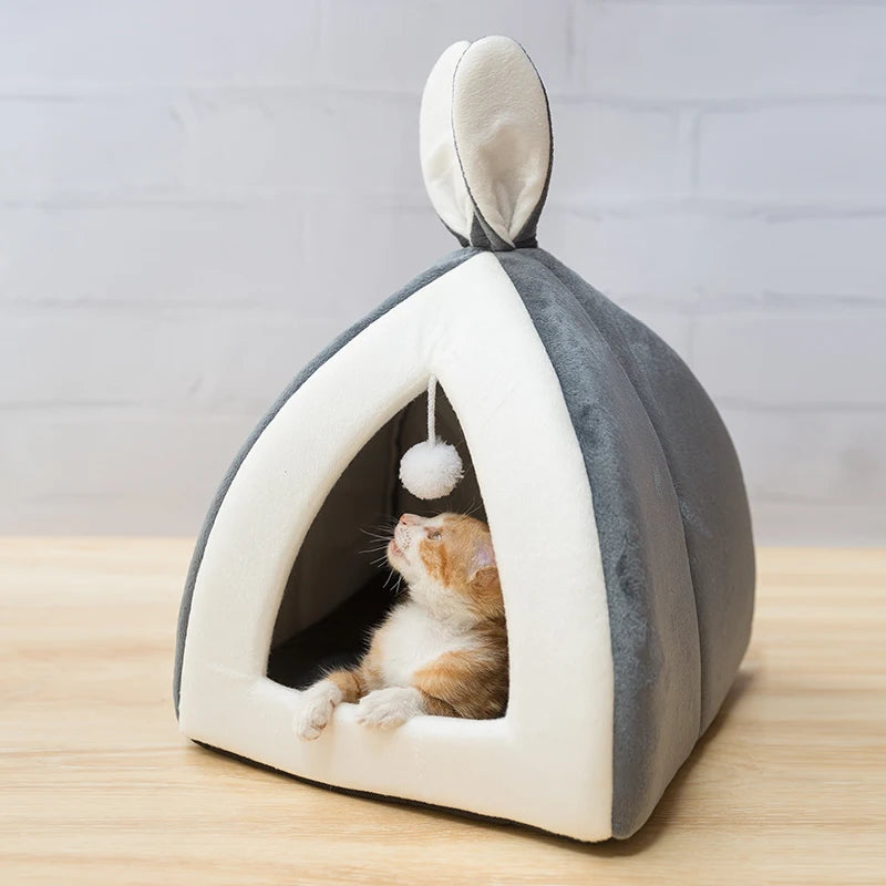 Cozy Pet Cat House Bed - Warm Collapsible Cave for Cats & Small Dogs | Indoor Kitten Sleeping Mat