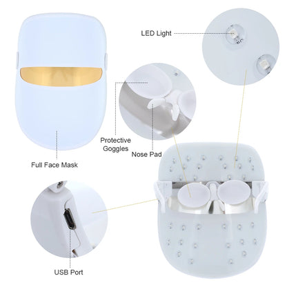 LED Light Therapy Face Mask - 7 Color Photon Skin Rejuvenation Anti-Wrinkle
