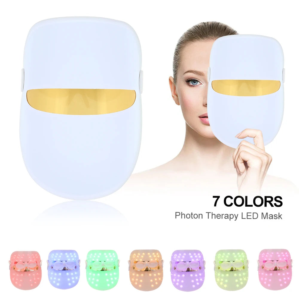 LED light therapy face mask with 7 color photon treatment for skin rejuvenation, anti-wrinkle beauty device