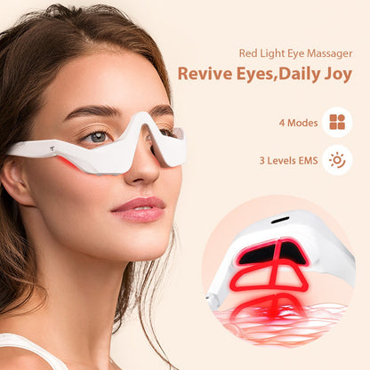 "Microcurrent eye massager with EMS and red light therapy for dark circles and wrinkle reduction"