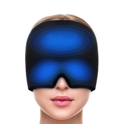 Migraine relief hat ice pack with gel eye mask for headache relief, cold therapy face mask for migraines
