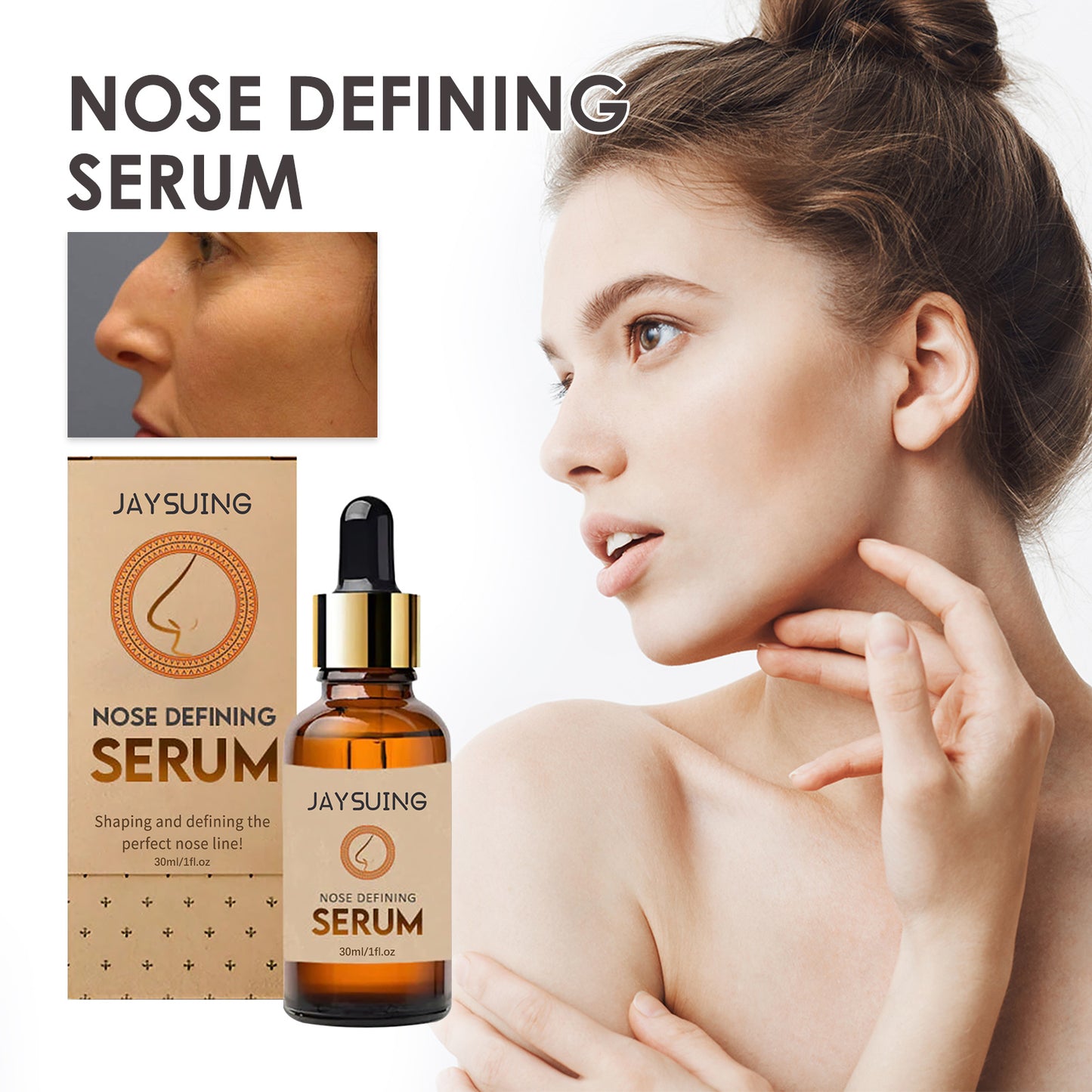 Nose setting serum bottle for firming and contouring, nose massage serum for lifting and straightening nose bridge