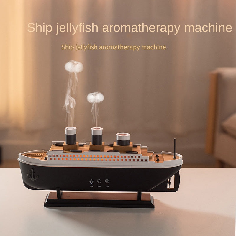Simulated Ship Smoke Ring Aromatherapy Humidifier – Volcano Jellyfish Mist Diffuser with Ambient Light