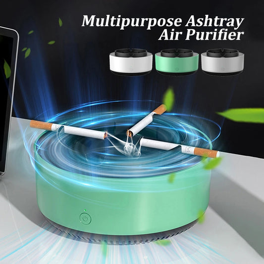 "Smart smoke purifying ashtray with automatic anion air filter for second-hand smoke removal"