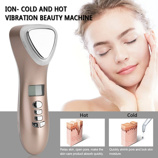 Ultrasonic hot cold LED facial hammer massager device for professional face and body lifting treatments
