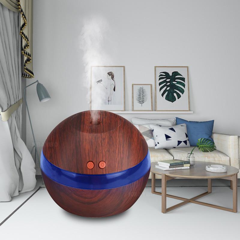 Wooden Aroma Humidifier with LED Light – USB Ultrasonic Essential Oil Diffuser (290ml)
